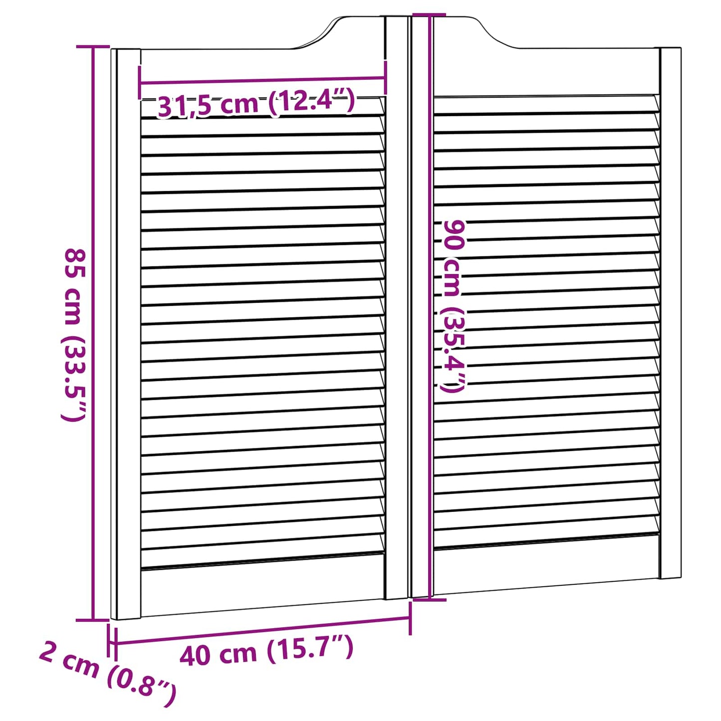 Kyvné Dveře Bílá 90 X 40 Cm Masivní Borovicové Dřevo