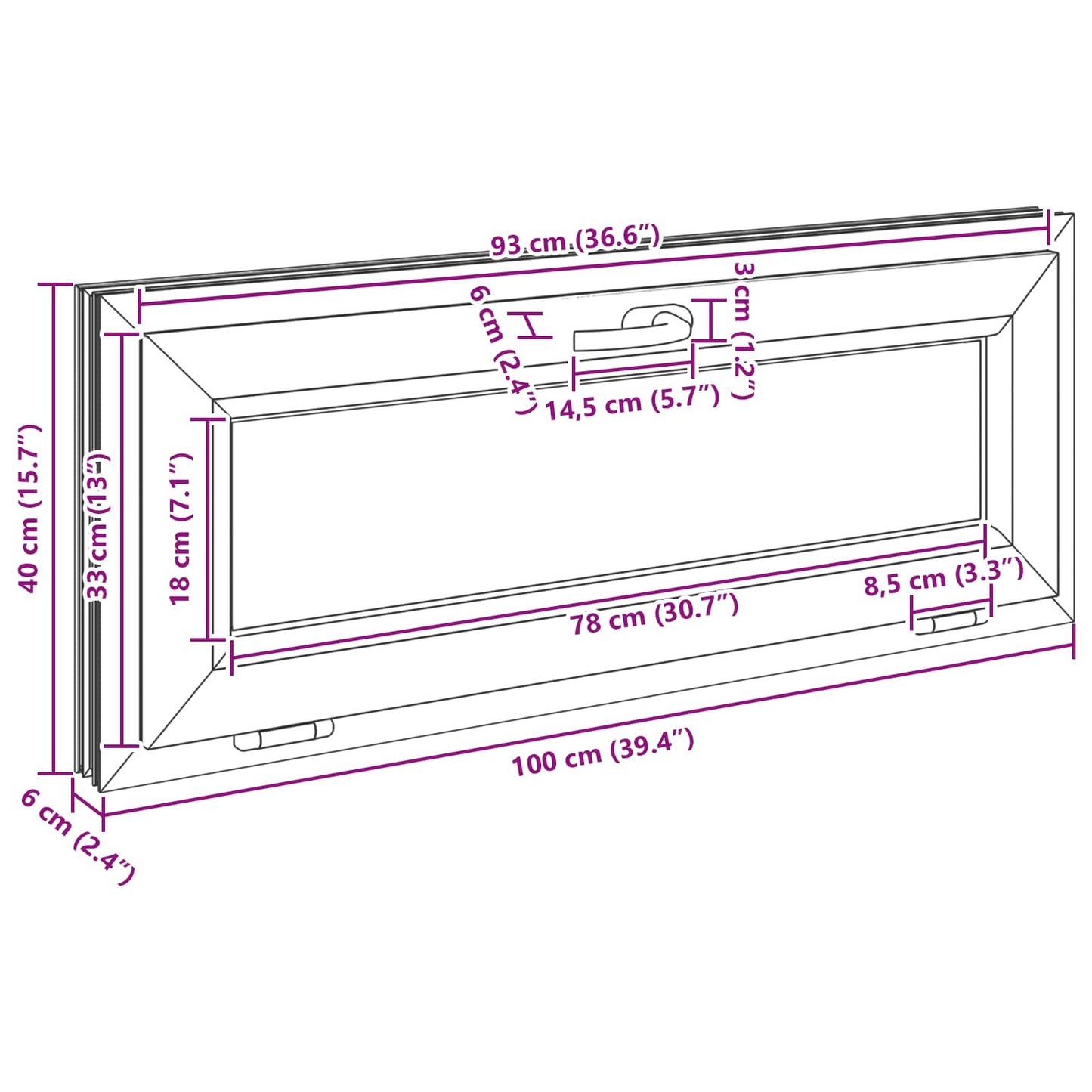 Okeno Do Suterénu Risor 100 X 40 Cm Pvc A Sklo Antracitová