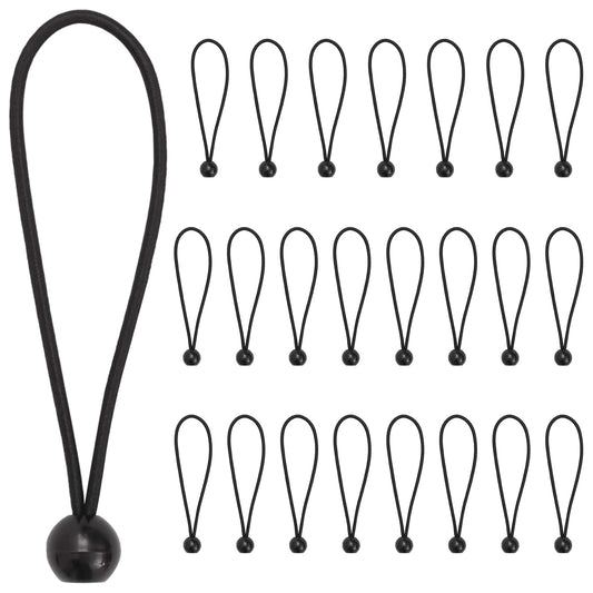 Bungee Šňůry S Kuličkami 24 Ks Černá 4 Mm X 22 Cm Polypropylen