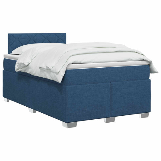 Postel Boxspring S Matrací S Čelo Modrá 120 X 200 Cm Textil
