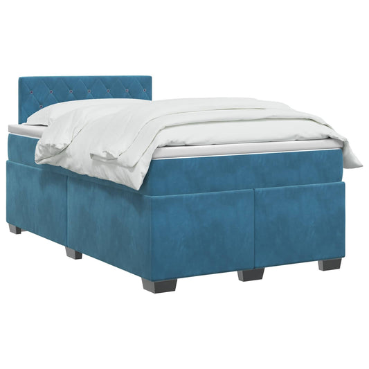 Postel Boxspring S Matrací Tmavě Modrá 120 X 200 Cm Samet