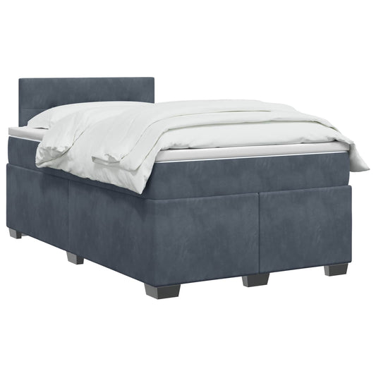 Postel Boxspring S Matrací S Čelo Tmavě Šedá 120 X 200 Cm Samet