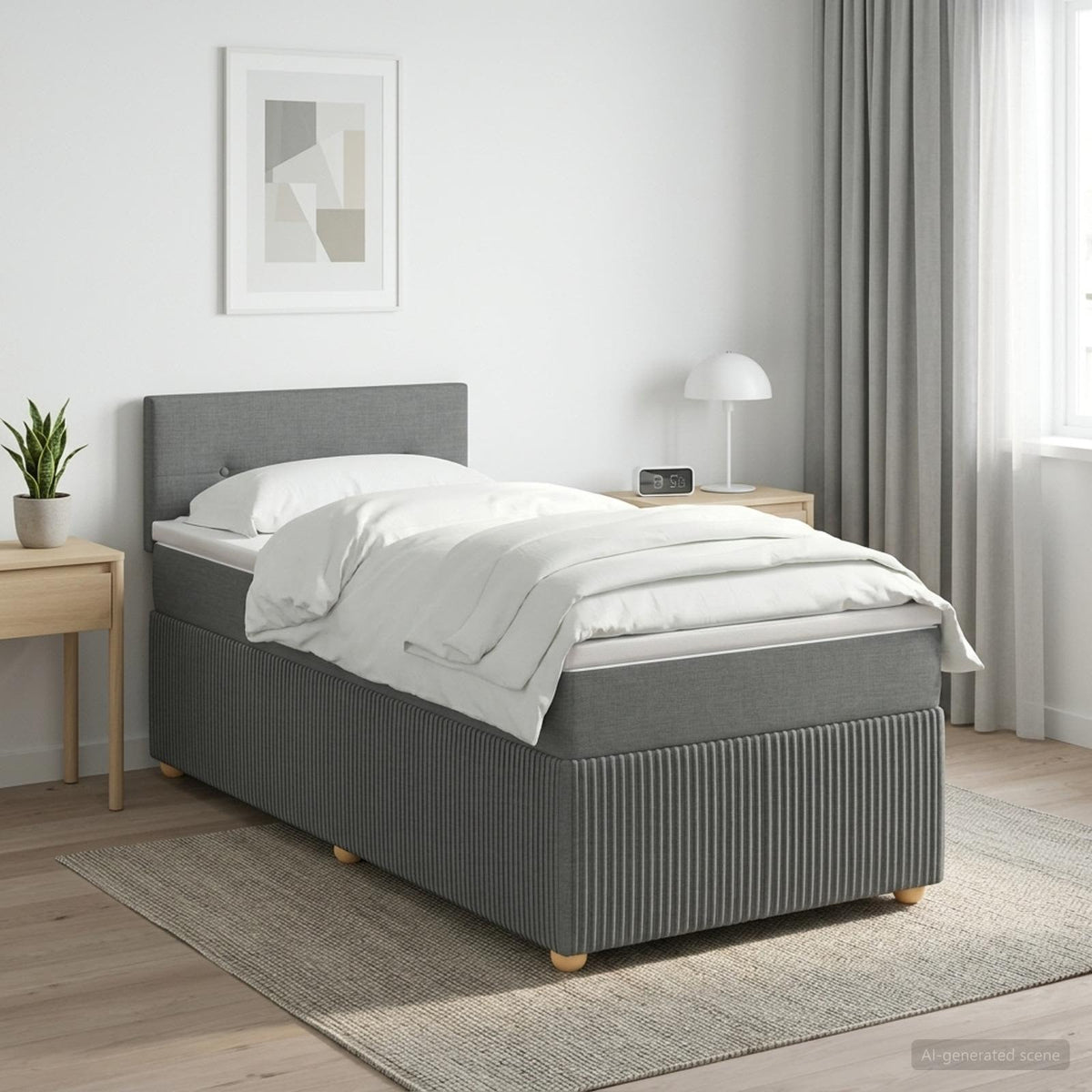 Postel Boxspring S Matrací 90 X 190 Cm Textil