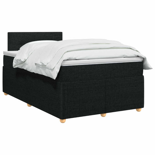 Postel Boxspring S Matrací S Čelo Černá 120 X 200 Cm Textil
