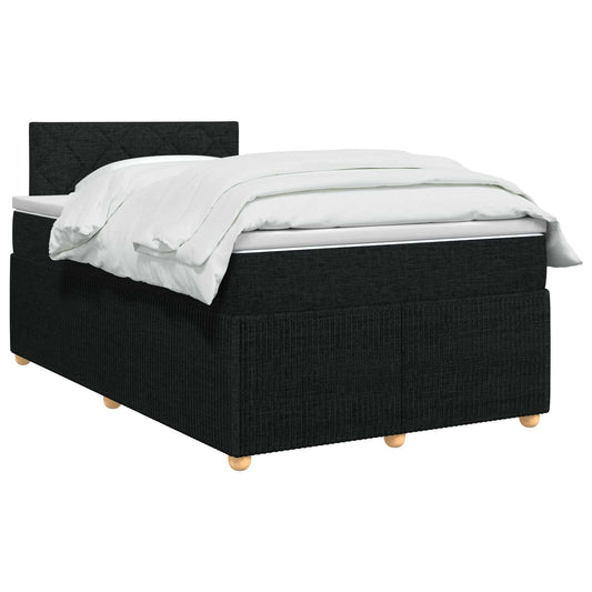 Postel Boxspring S Matrací S Čelo Černá 120 X 200 Cm Textil