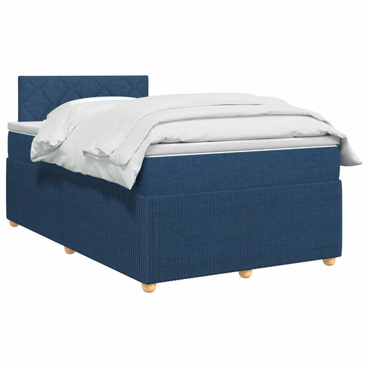 Postel Boxspring S Matrací S Čelo Modrá 120 X 200 Cm Textil