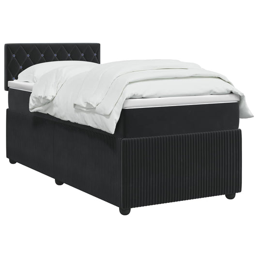 Postel Boxspring S Matrací S Čelo Černá 80 X 200 Cm Samet