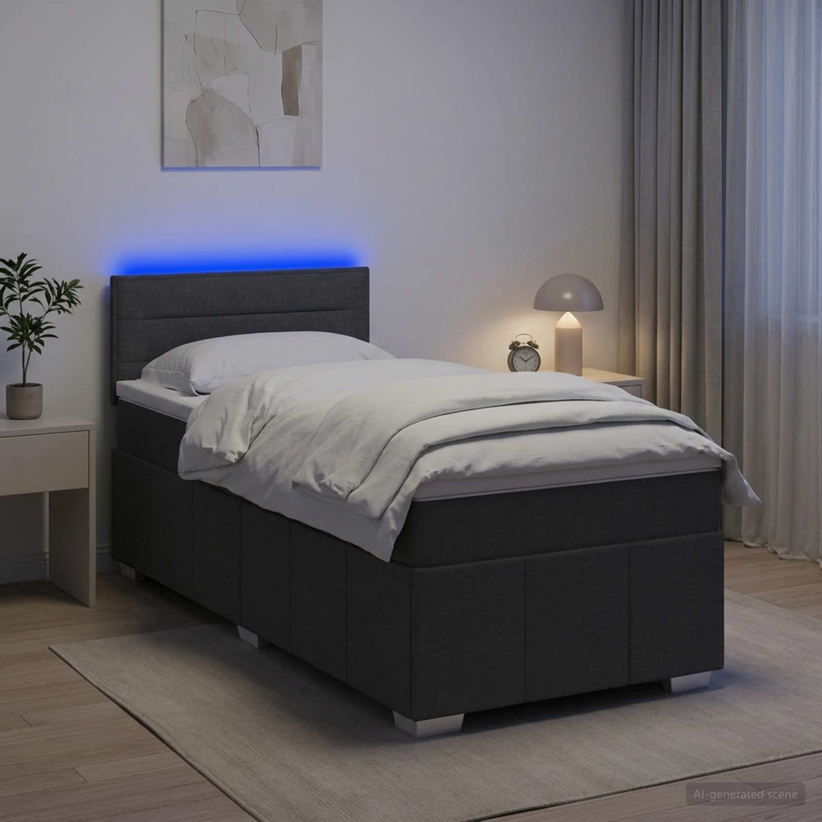 Postel Boxspring S Matrací S Čelo Textil