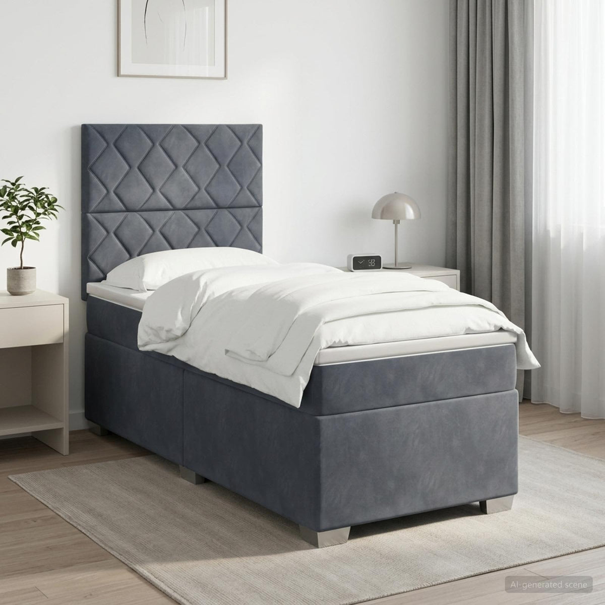 Postel Boxspring S Matrací S Čelo Samet