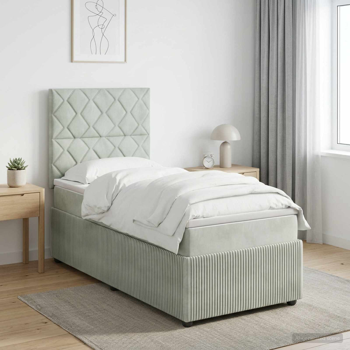 Postel Boxspring S Matrací S Čelo Jednoduchý Samet