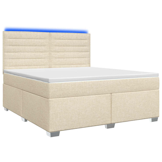 Postel Boxspring S Matrací S Čelo Krémová 140 X 190 Cm Textil