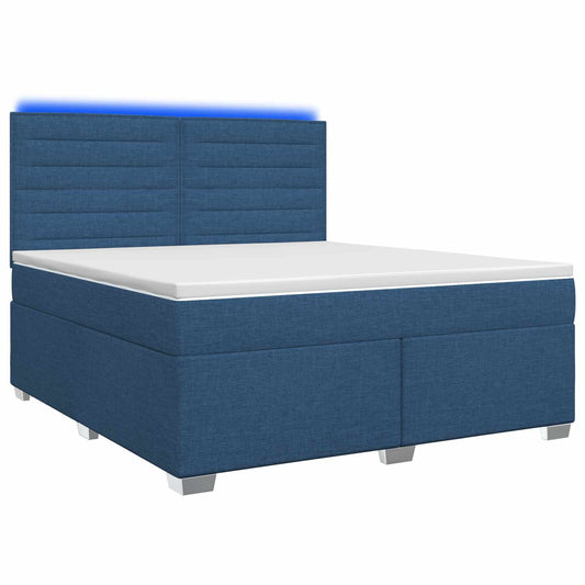 Postel Boxspring S Matrací S Čelo Modrá 140 X 200 Cm Textil