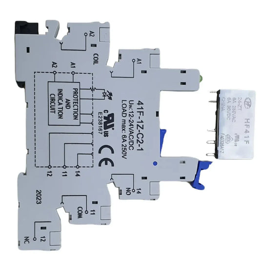 Oddělovací pomocné relé Reléový modul - patice + relé na din lištu, 6 A, NO+NC