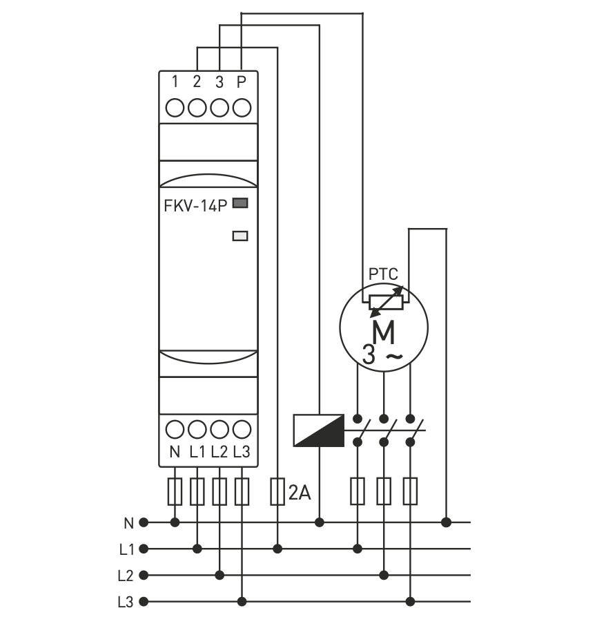 Třífázové monitorovací relé s PTC kontrolní fází výpadek/ asymetrie / sled