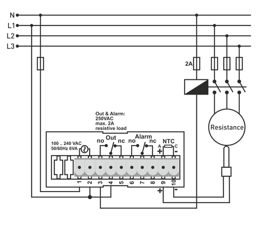 Regulátor termostat teploty pro montáž do panelu ON - OFF s externím čidlem
