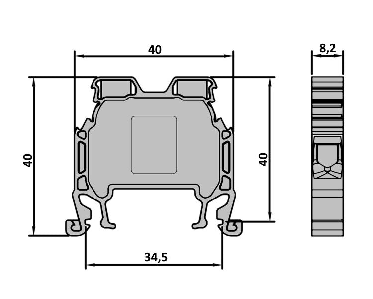 ONKA 6mm2 Šroubová kolejnicová spojka svorkovnice Terminál na DIN lištu 2-vodičová modrá, 1010035
