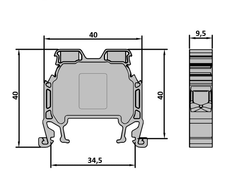 ONKA 10mm2 Šroubová kolejnicová spojka svorkovnice Terminál na DIN lištu 2-vodičová modrá, 1010045