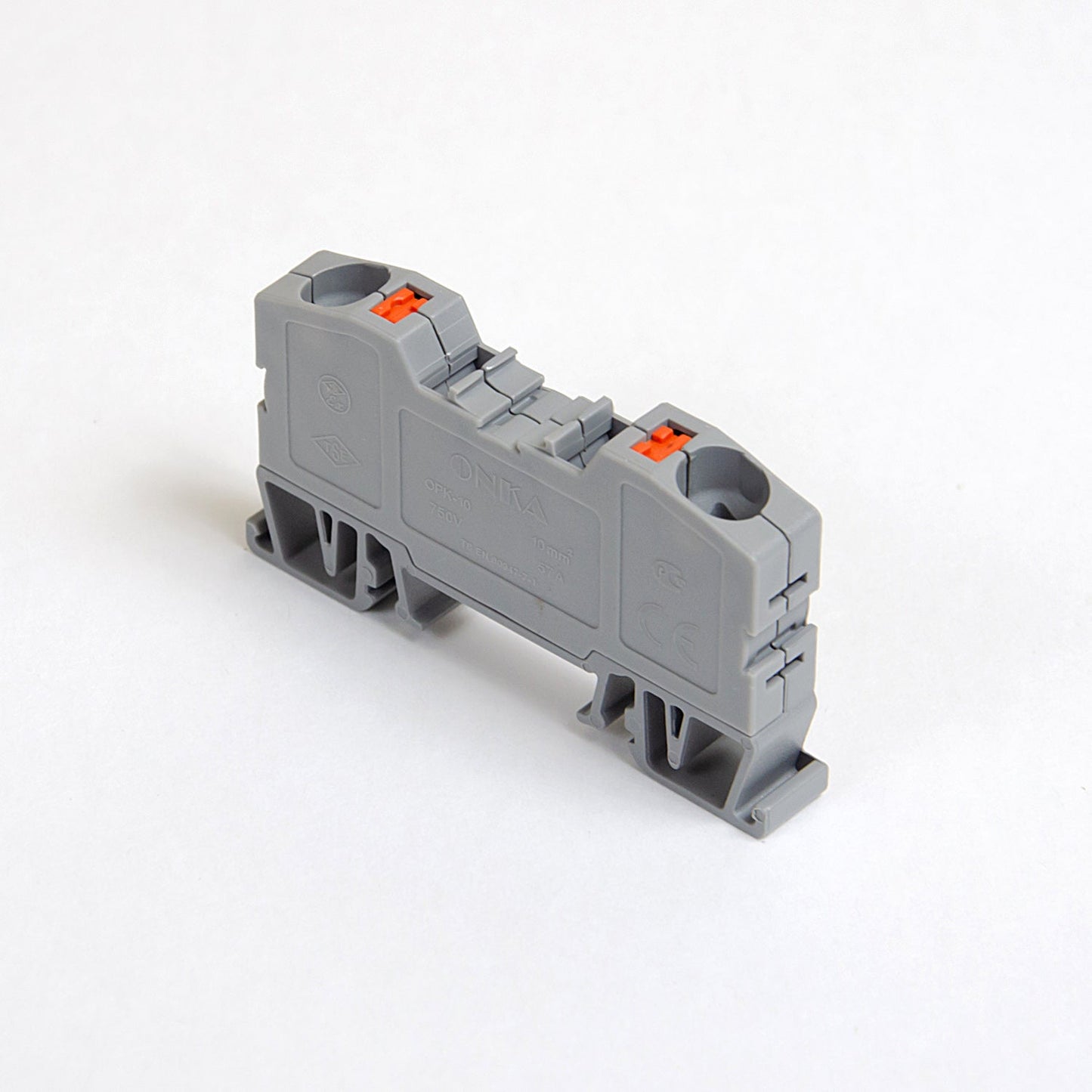 ONKA 10mm2 pružinová kolejnicová spojka svorkovnice Terminál na DIN lištu 2-vodičová šedá, 1020044