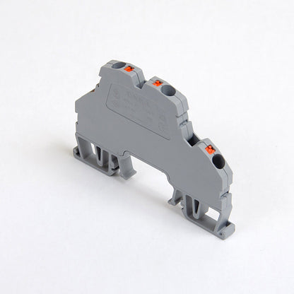 ONKA 4mm2, 2 patrová pružinová kolejnicová spojka svorkovnice Terminál na DIN lištu 4-vodičová šedá, 1020406