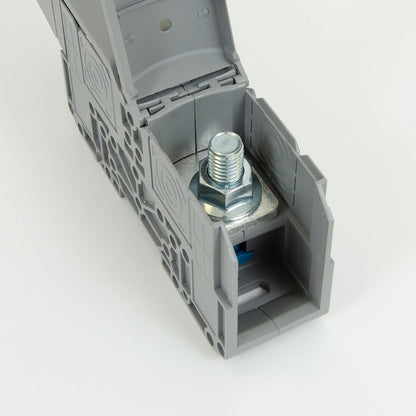 ONKA 150mm2 M12 Šroubová kolejnicová spojka svorkovnice terminál na DIN lištu s ochranným krytem, šedá, 1030088