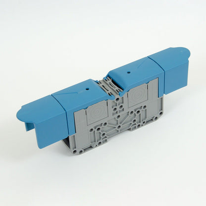 ONKA 150mm2 M12 Šroubová kolejnicová spojka svorkovnice terminál na DIN lištu s ochranným krytem, modrá, 1030091