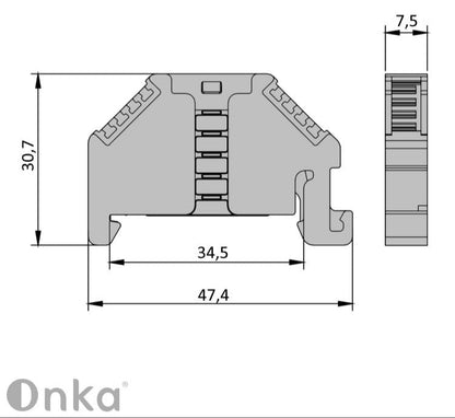 ONKA Zátka, koncová konzola, držák univerzální (pro pružinovou a šroubovou svorkovnici ) , 1060002