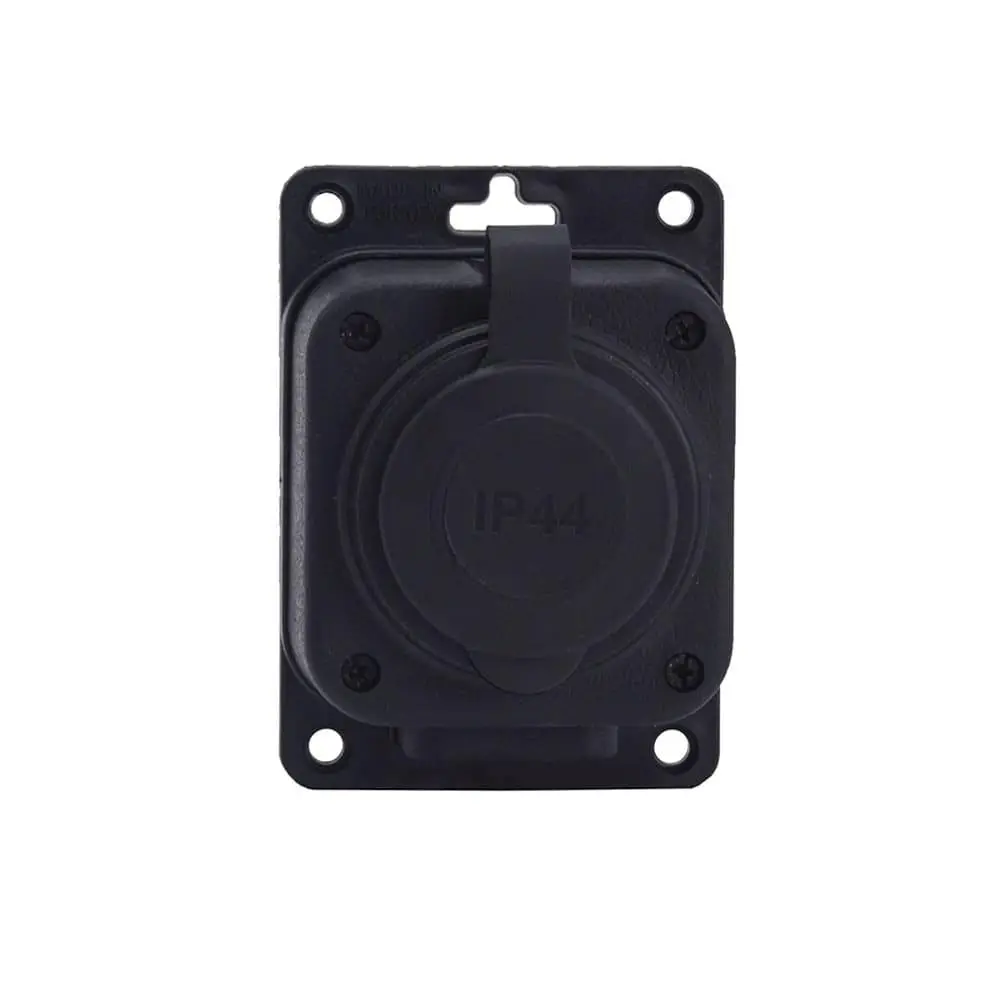 Černá "gumová" zásuvka na povrch 250V, 16A, IP44, SCHUKO 2P+Z, 1KMP-F, Bylion