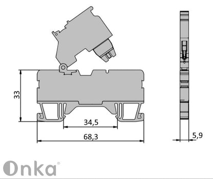 ONKA 2.5mm2 šroubové připojení pojistková svorkovnice (pojistka není součástí) šedá, 1020223