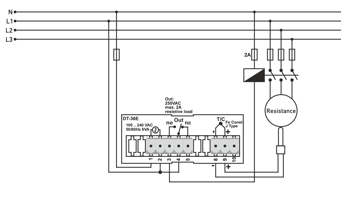 Vysoká přesnost regulátor teploty pro montáž do panelu ON - OFF až 600ºC