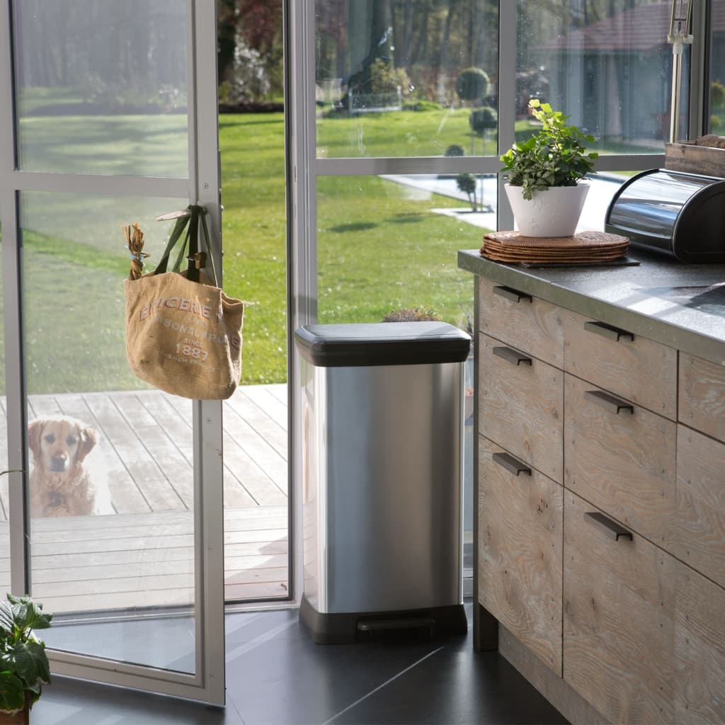 Curver Pedálový Odpadkový Koš Deco Obdélníkový Stříbrný