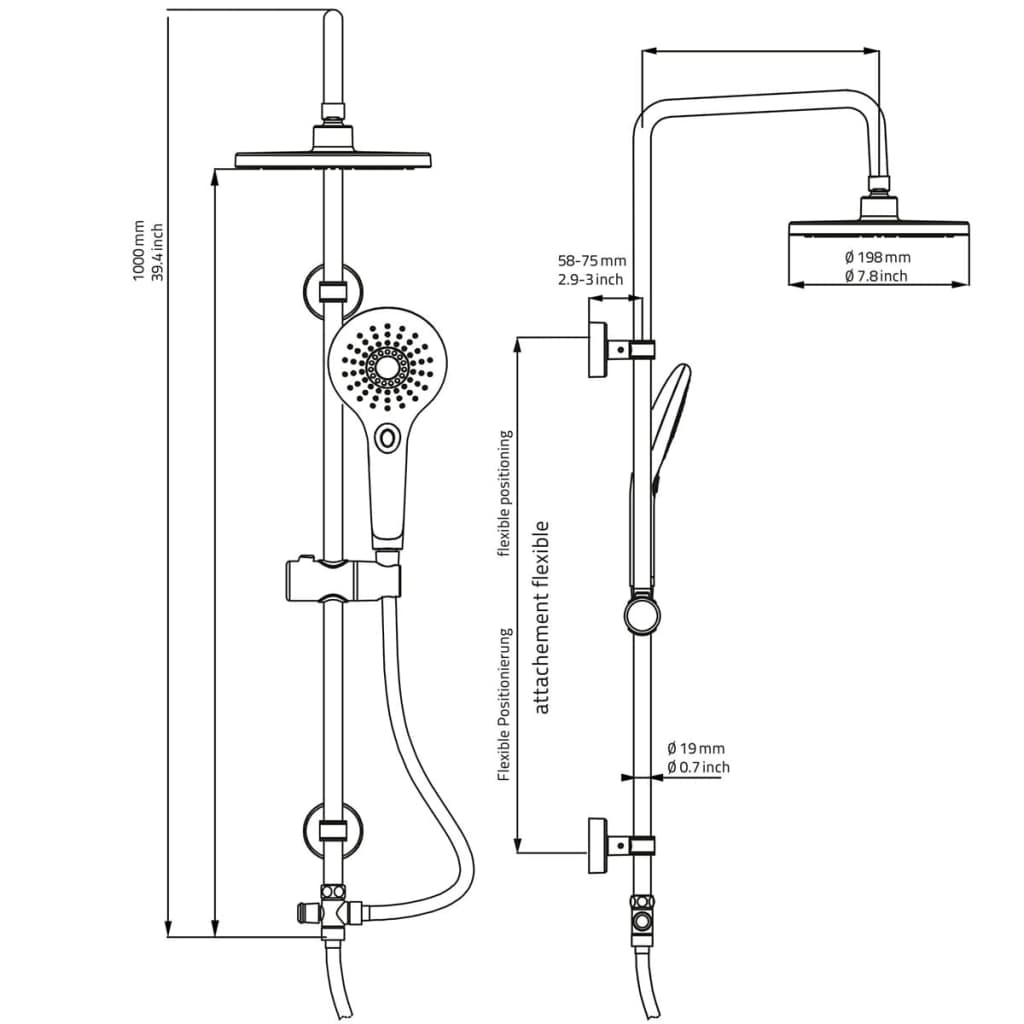 Ridder Sprchová Sada S Dešťovou A Masážní Hlavou Bahamy Chrom 91440