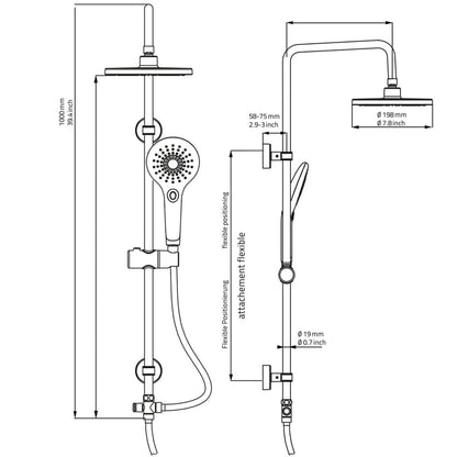Ridder Sprchová Sada S Dešťovou A Masážní Hlavou Bahamy Chrom 91440