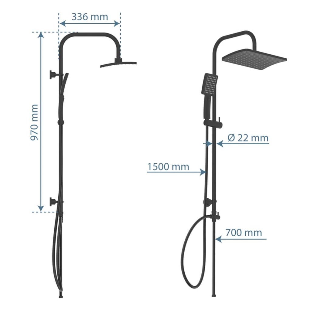 Schütte Set S Hlavovou Sprchou Mallorca Matně Černý
