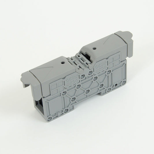 ONKA 50mm2 M8 Šroubová kolejnicová spojka svorkovnice terminál na DIN lištu s ochranným krytem, šedá, 1030031