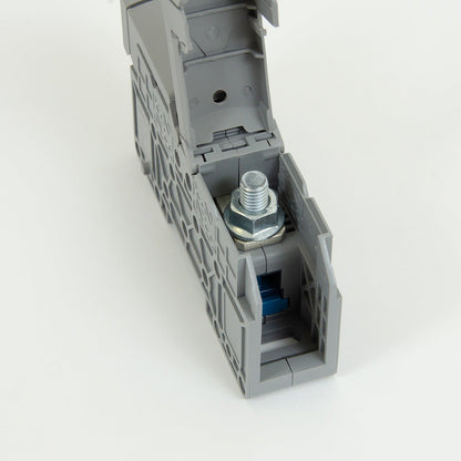 ONKA 50mm2 M8 Šroubová kolejnicová spojka svorkovnice terminál na DIN lištu s ochranným krytem, šedá, 1030031