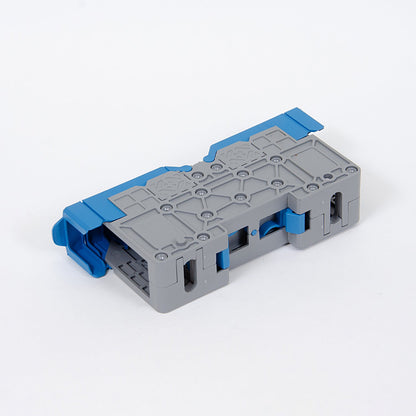 ONKA 50mm2 M8 Šroubová kolejnicová spojka svorkovnice terminál na DIN lištu s ochranným krytem, modrá, 1030034
