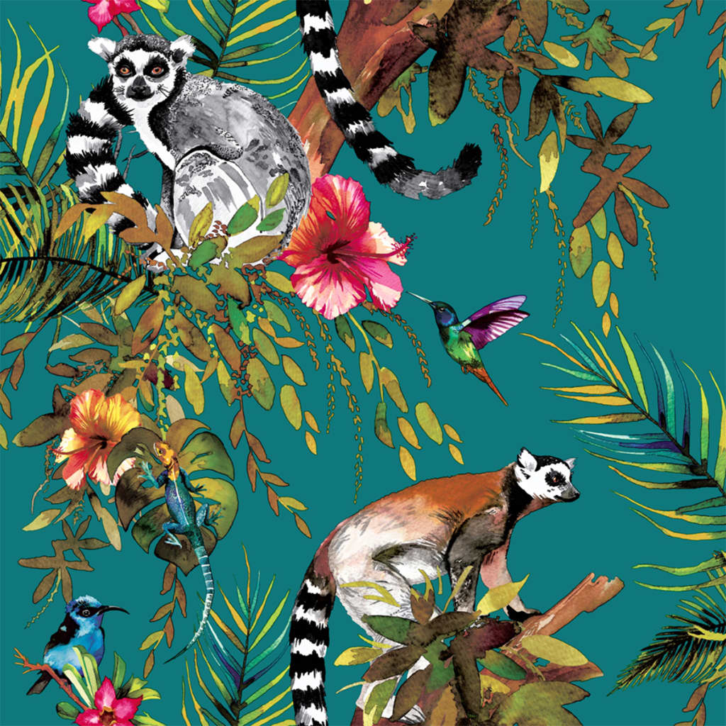 Dutch Wallcoverings Tapeta Lemur Petrolejově Modrá
