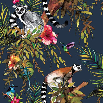 Dutch Wallcoverings Tapeta Lemur Petrolejově Modrá