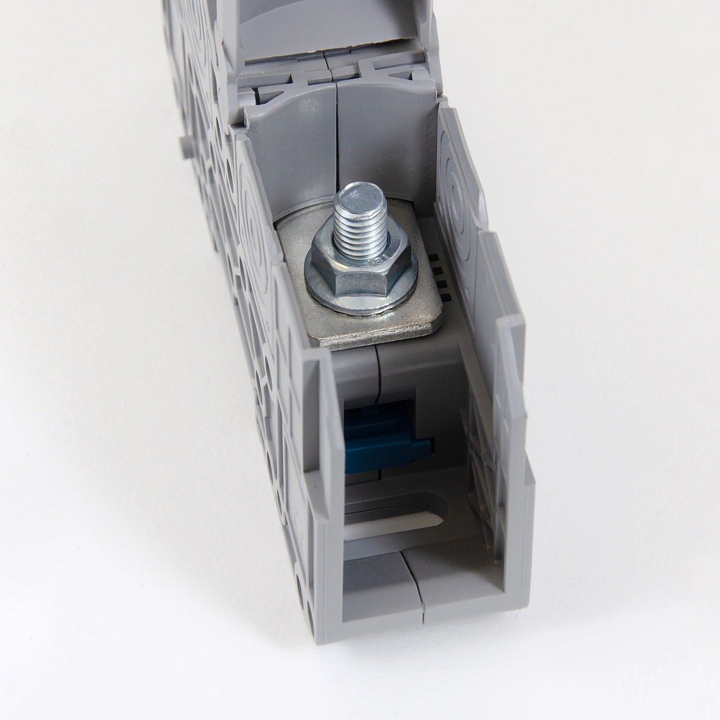 ONKA 70mm2 M8 Šroubová kolejnicová spojka svorkovnice terminál na DIN lištu s ochranným krytem, šedá, 1030045