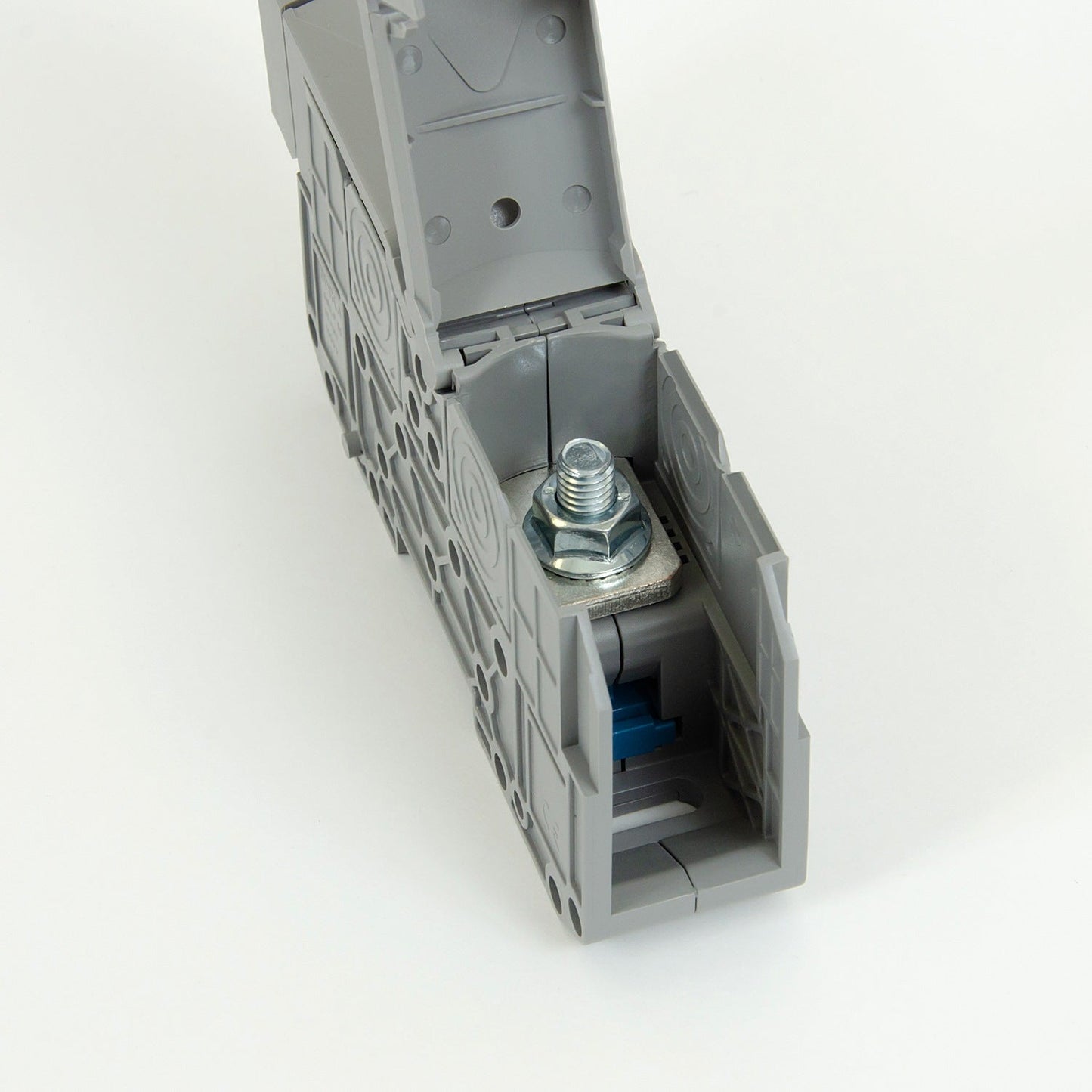 ONKA 95mm2 M8 Šroubová kolejnicová spojka svorkovnice terminál na DIN lištu s ochranným krytem, šedá, 1030059