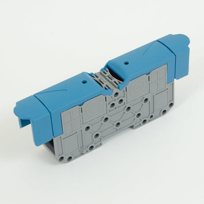 ONKA 95mm2 M8 Šroubová kolejnicová spojka svorkovnice terminál na DIN lištu s ochranným krytem, modrá, 1030062
