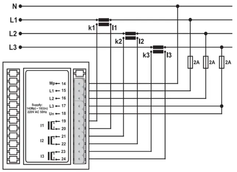3-fázové digitální panelové měřiče Multimetr proudu Napětí Indikátor frekvence