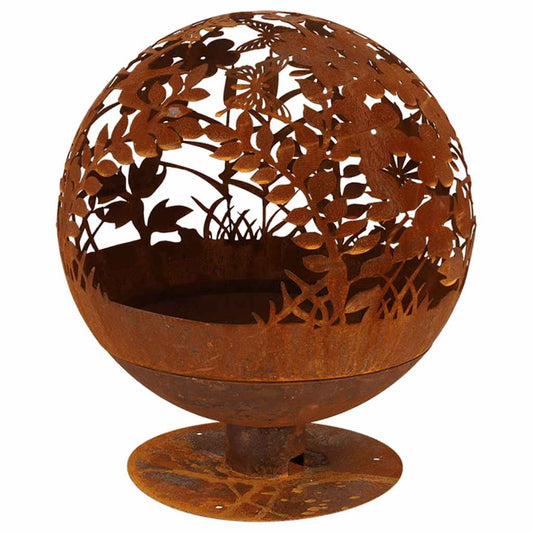 Esschert Design Ohniště Vyřezávané Laserem Květinový Vzor Rezavá Ff294