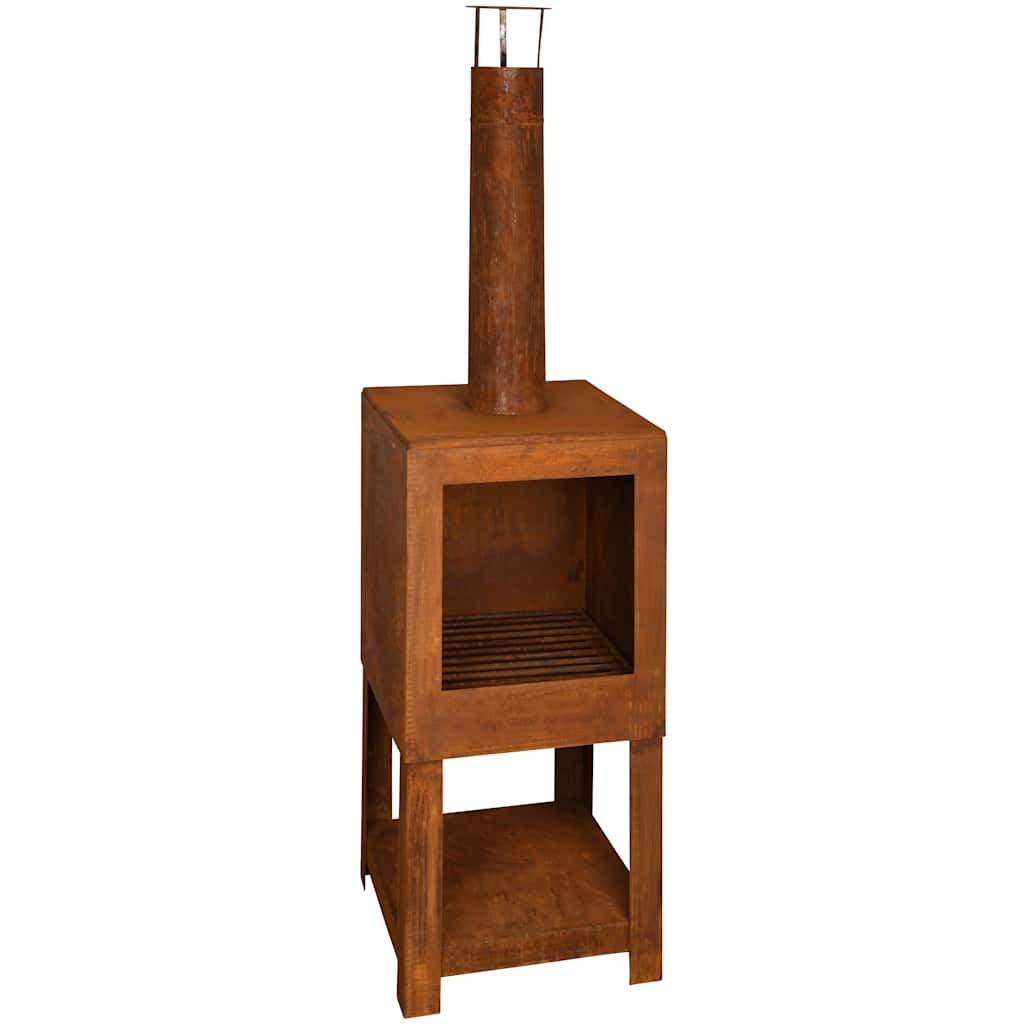 Esschert Design Zahradní Krb S Úložištěm Na Dřevo Rezavý Ff298