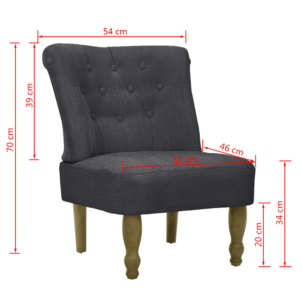 Francouzské Křeslo Šedé Textil