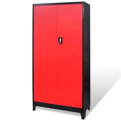 Dílenská Skříň Se 2 Dvířky Ocelová 90X40X180 Cm Černočervená
