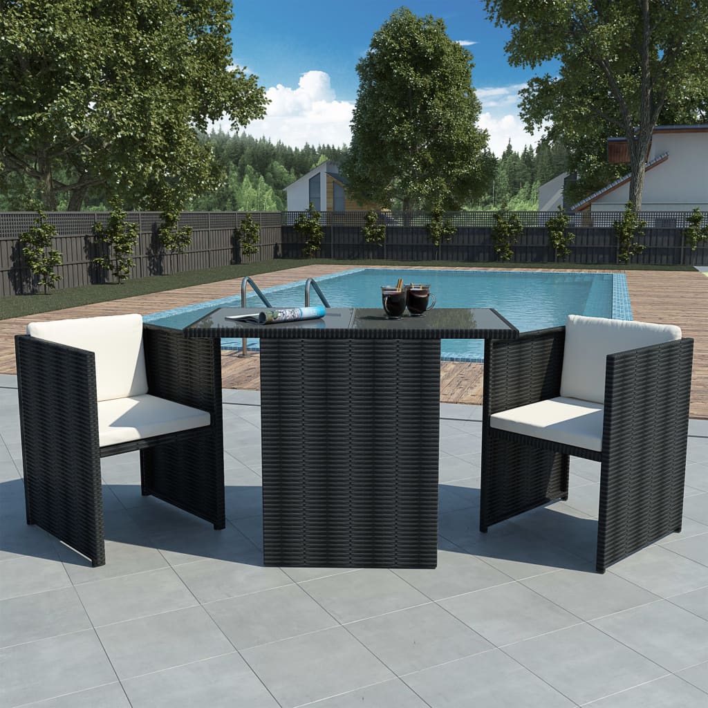 3Dílný Bistro Set S Poduškami Polyratan Hnědý
