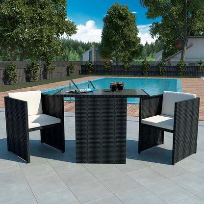 3Dílný Bistro Set S Poduškami Polyratan Hnědý