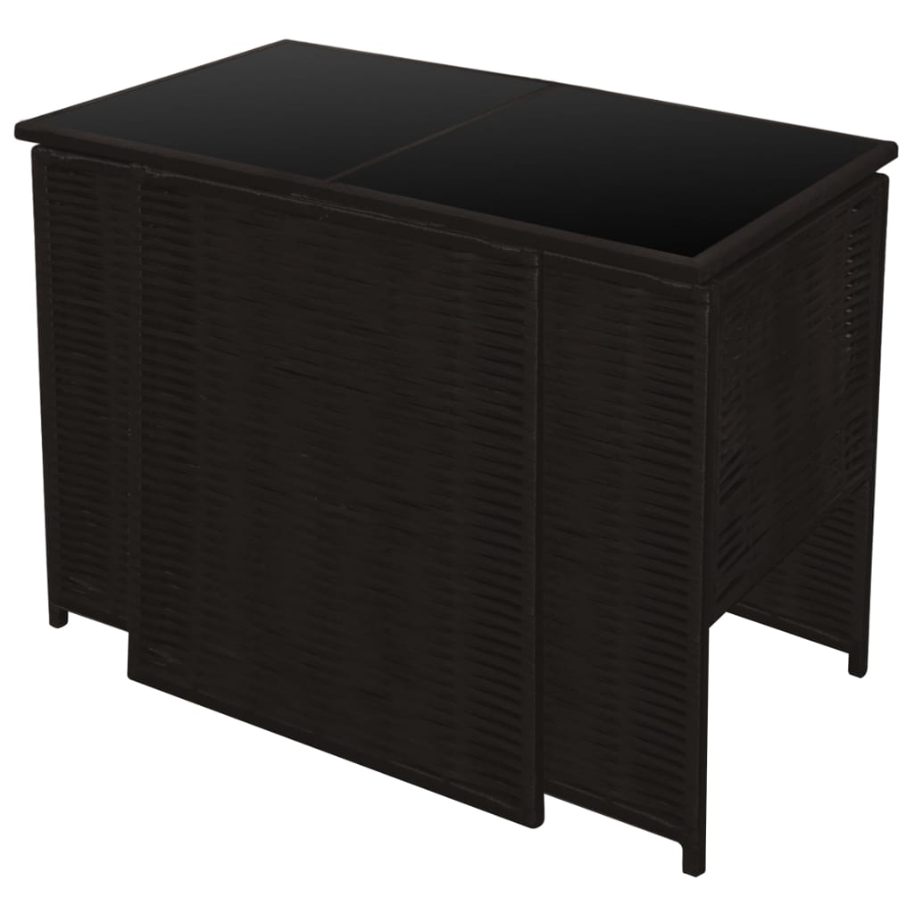 3Dílný Bistro Set S Poduškami Polyratan Hnědý