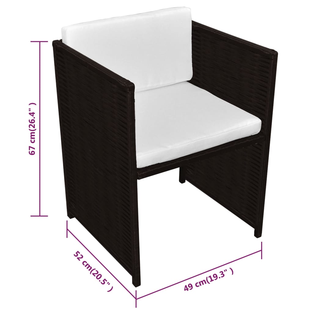 3Dílný Bistro Set S Poduškami Polyratan Hnědý